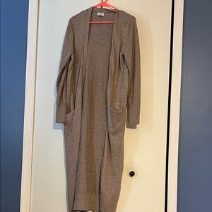 Old Navy Long Open-Front Cardigan in Taupe